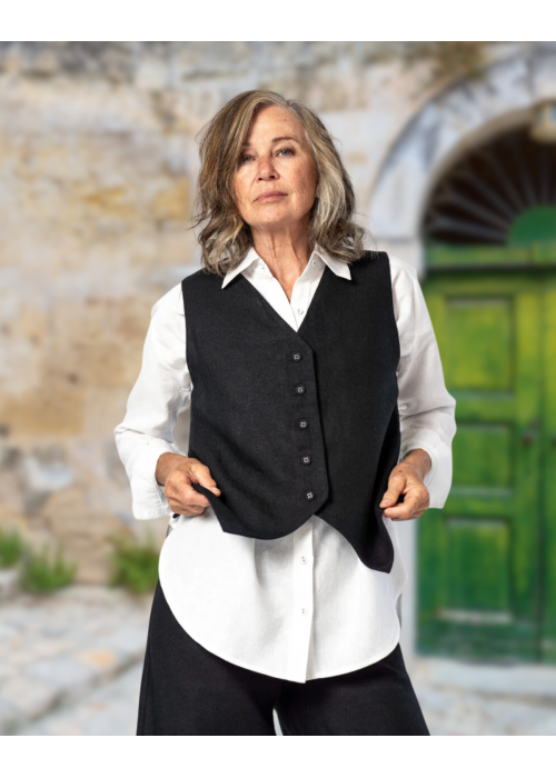 Eva's Sunday | Solange Vest | 100% Linen | Black 